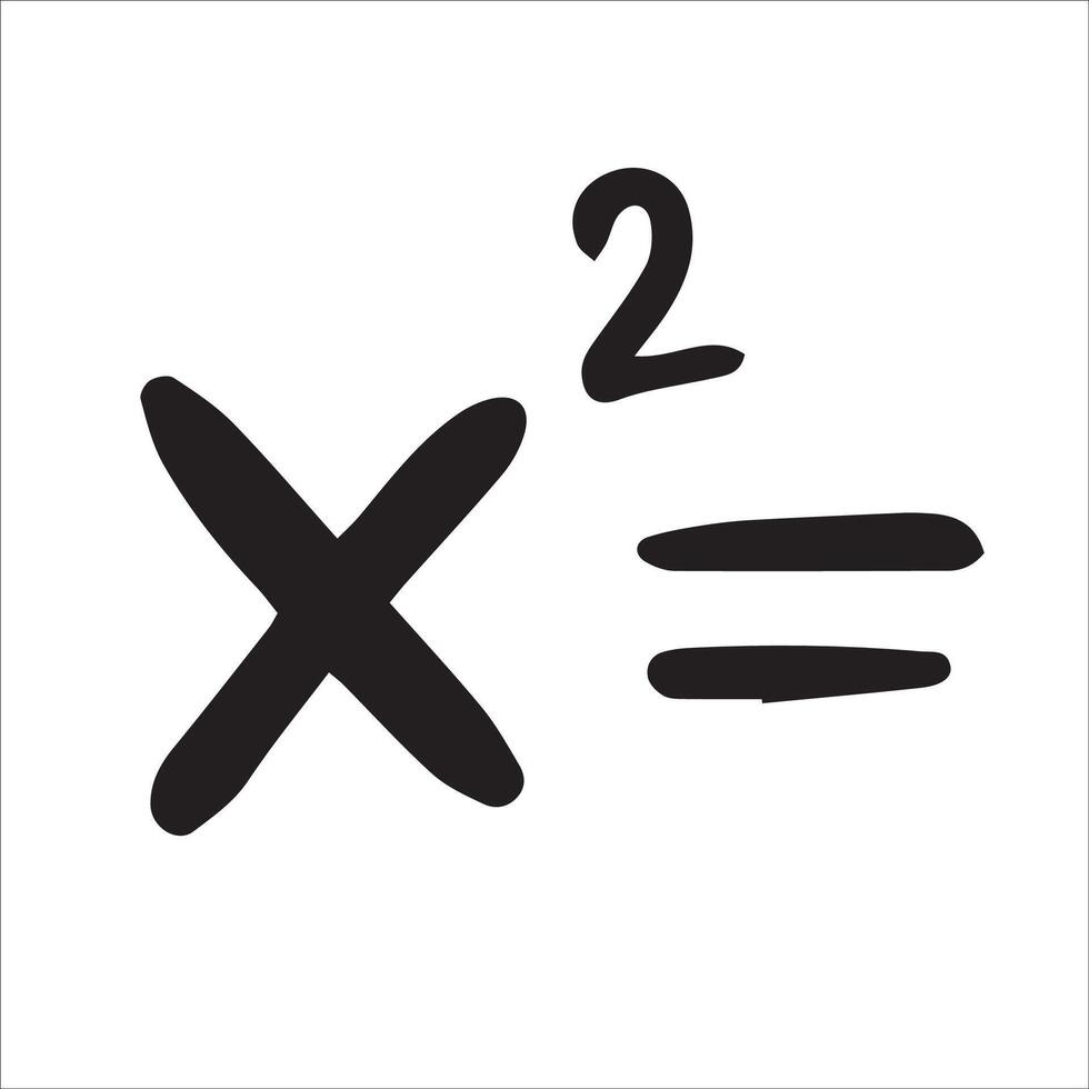 Squared math symbol. Black and white drawing in sketch style, vintage graphic vector