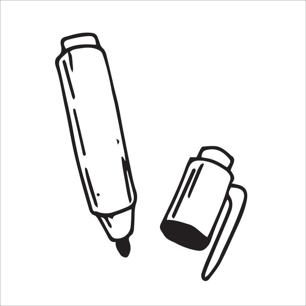 Felt pen. Black and white drawing in sketch style, vintage graphic vector
