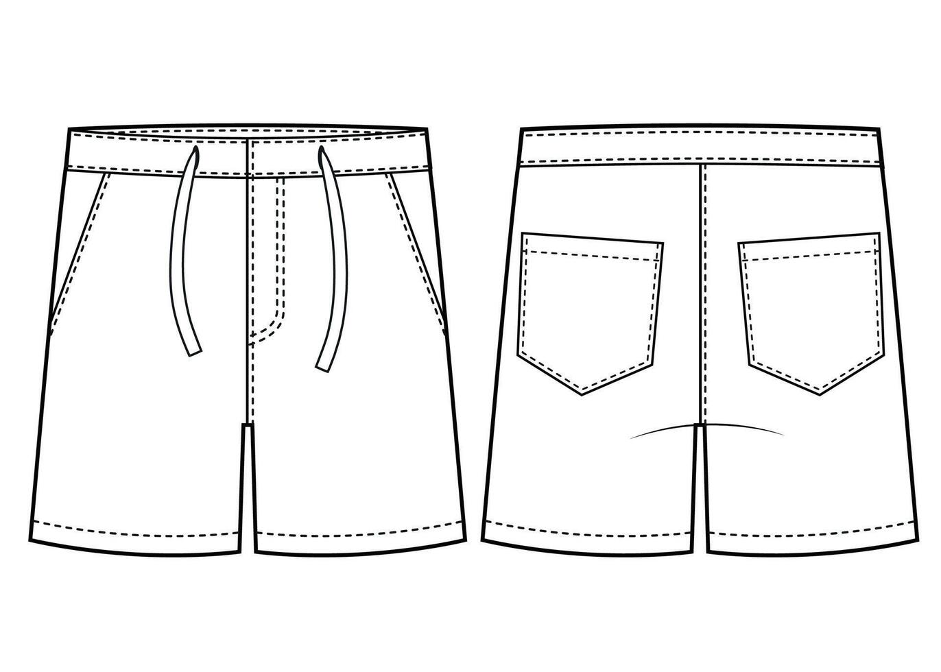 Kids boy short pants, flat sketch vector