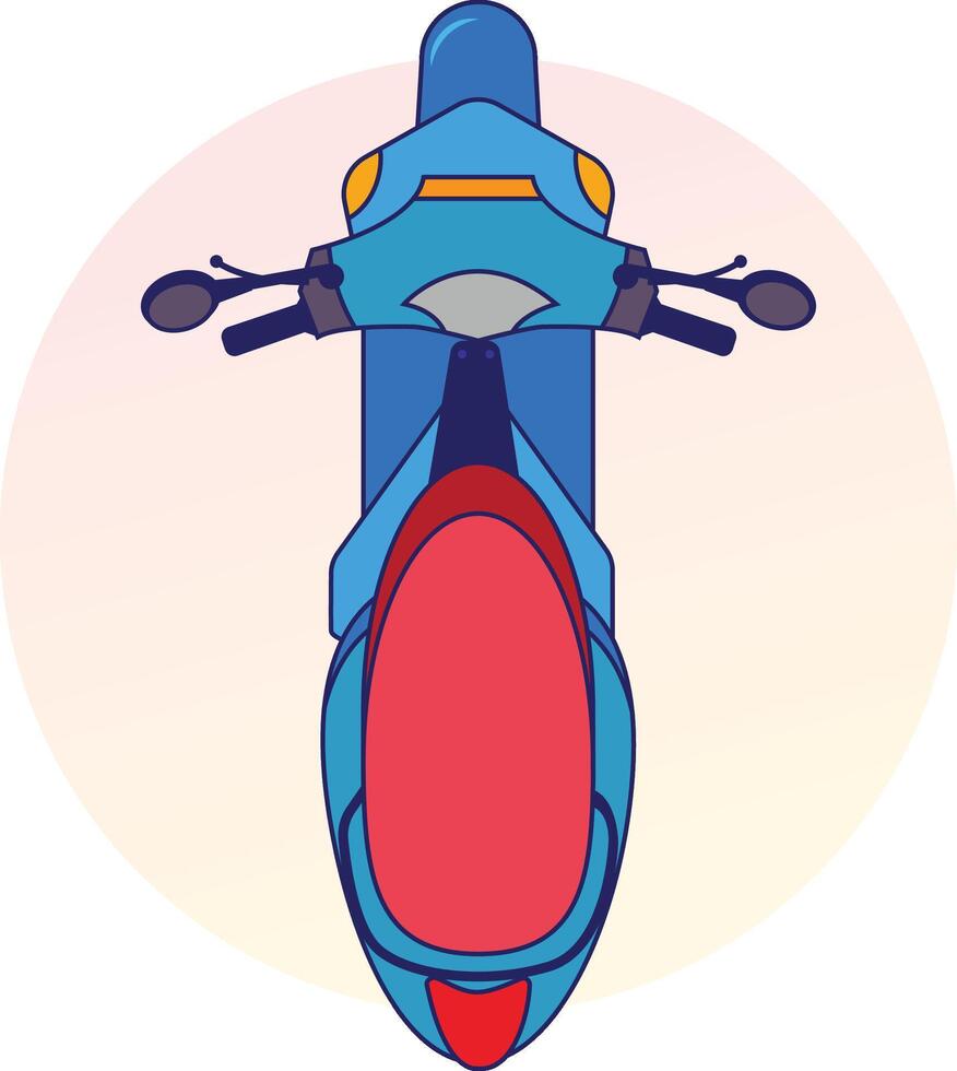 upper view of scooter on white background illustration vector