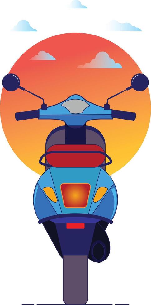 back view of scooter on white background illustration vector