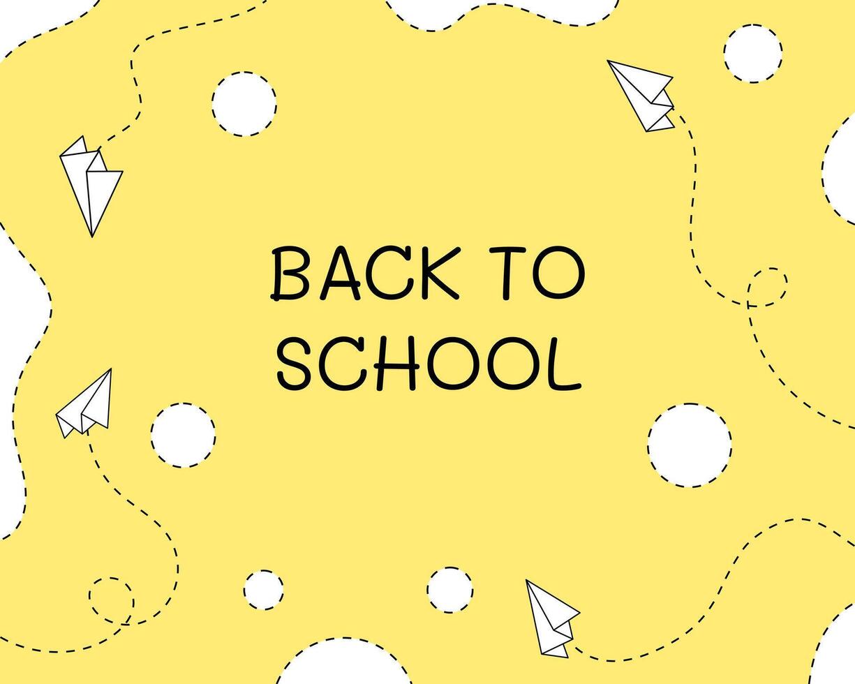 Back to school. Paper airplanes with dotted lines. Poster, banner, greeting card. illustration. vector
