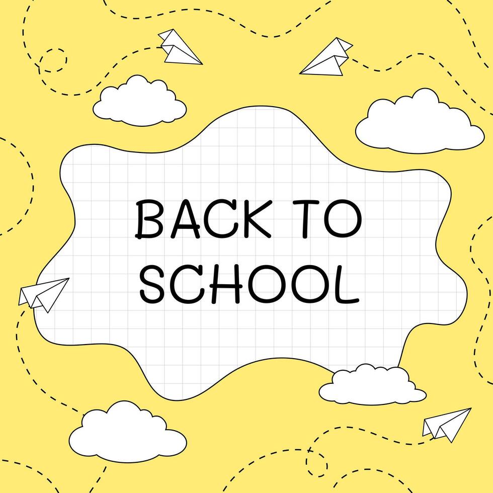 Back to school. Paper airplanes with dotted lines. Poster, banner, greeting card. illustration. vector