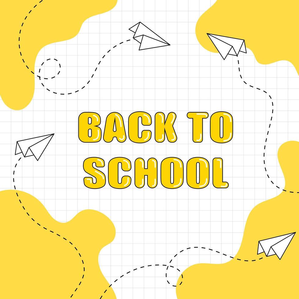 Back to school. Paper airplanes with dotted lines. Poster, banner, greeting card. illustration. vector