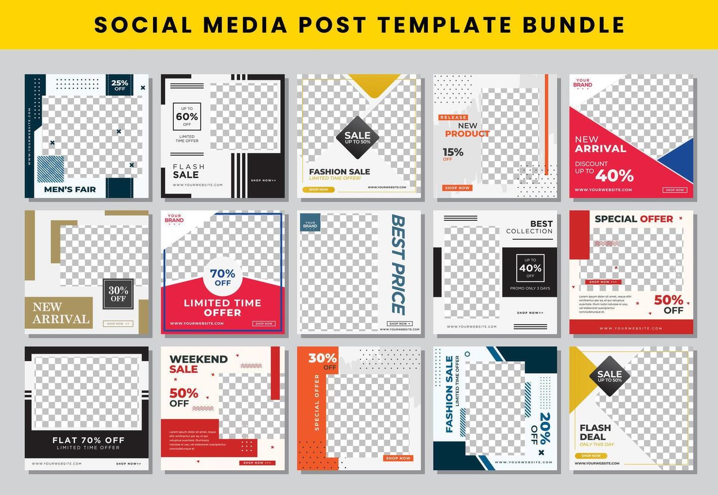 social media post design template Bundle set vector