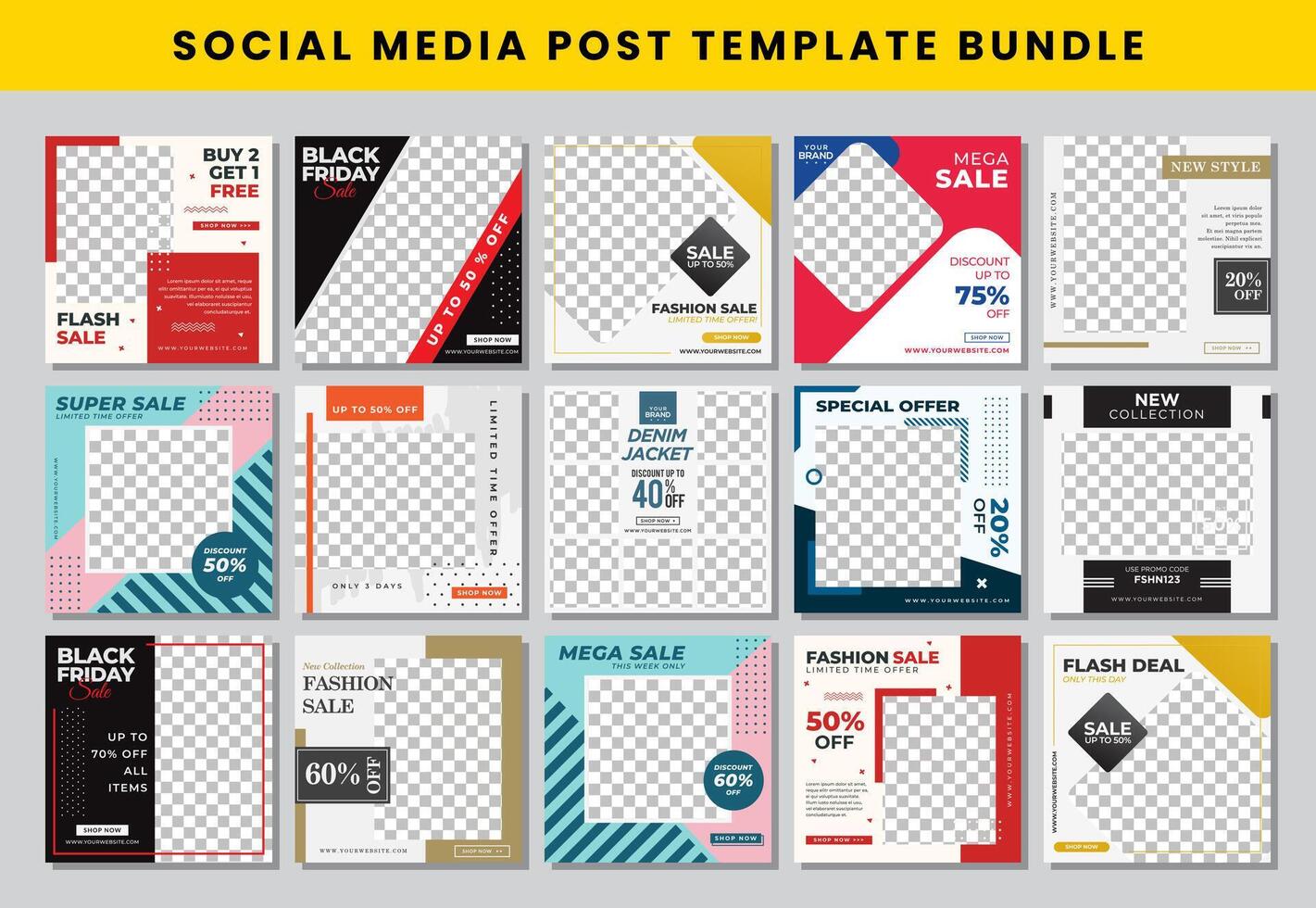 social media post design template Bundle set vector