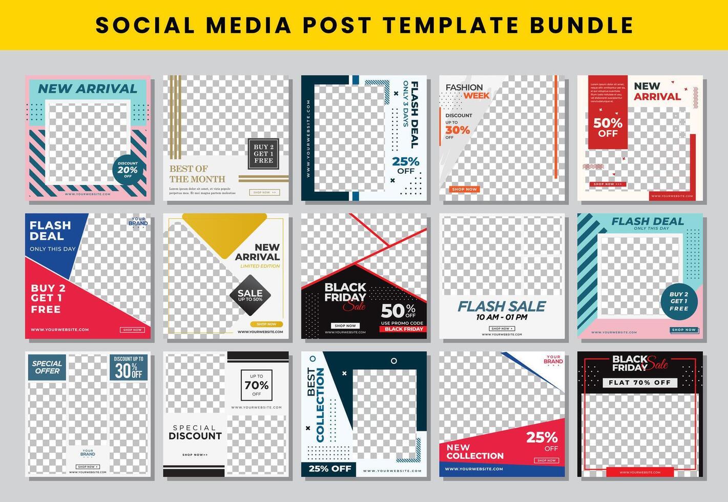 social media post design template Bundle set vector