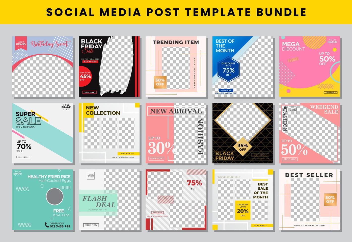 social media post design template Bundle set vector