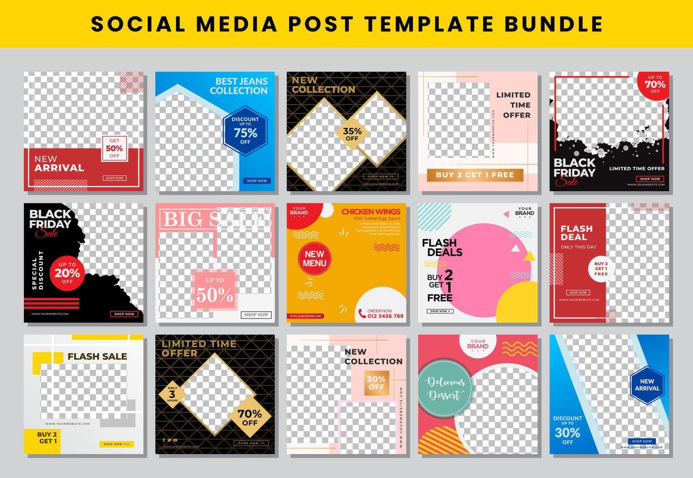 social media post design template Bundle set vector