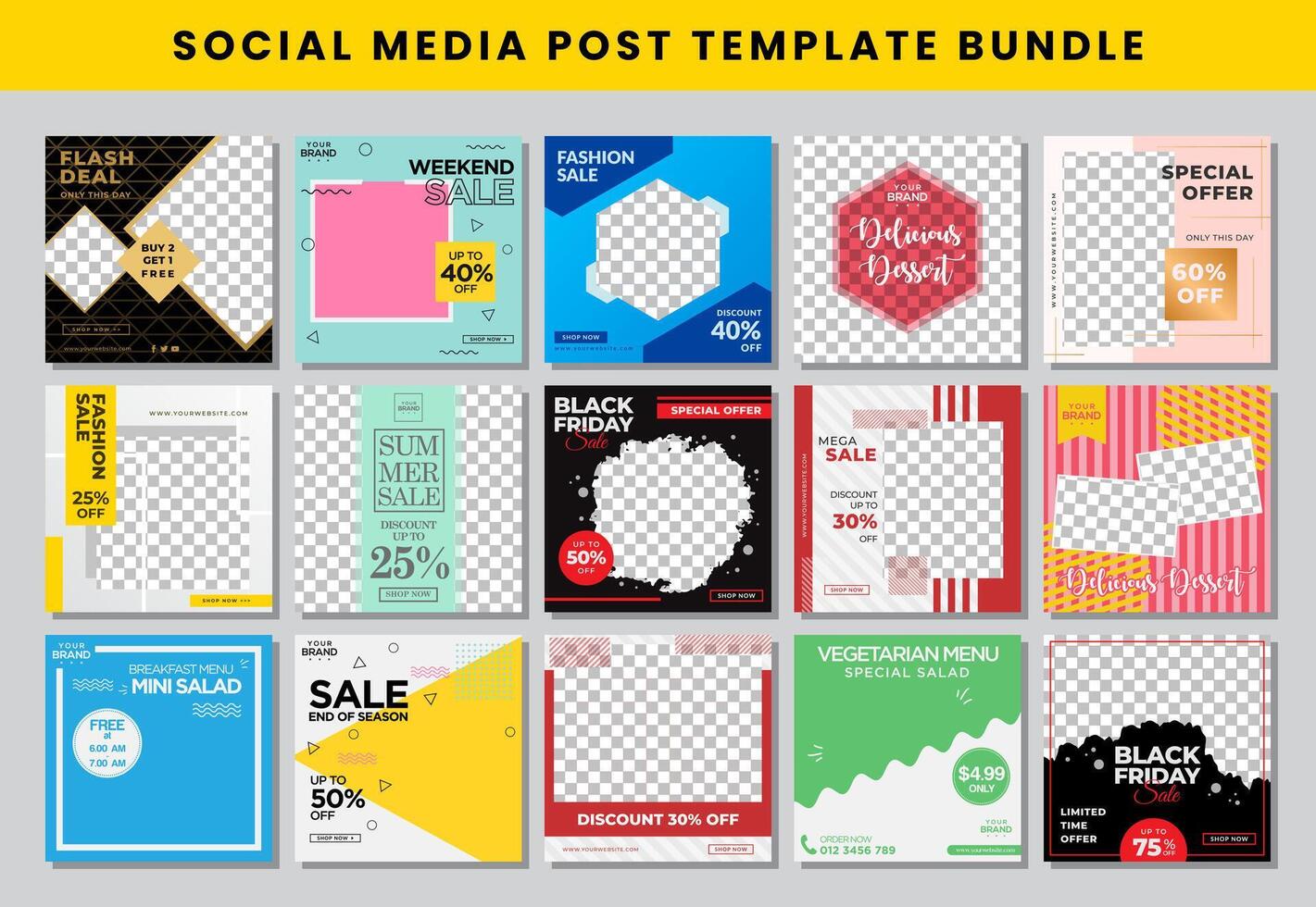 social media post design template Bundle set vector