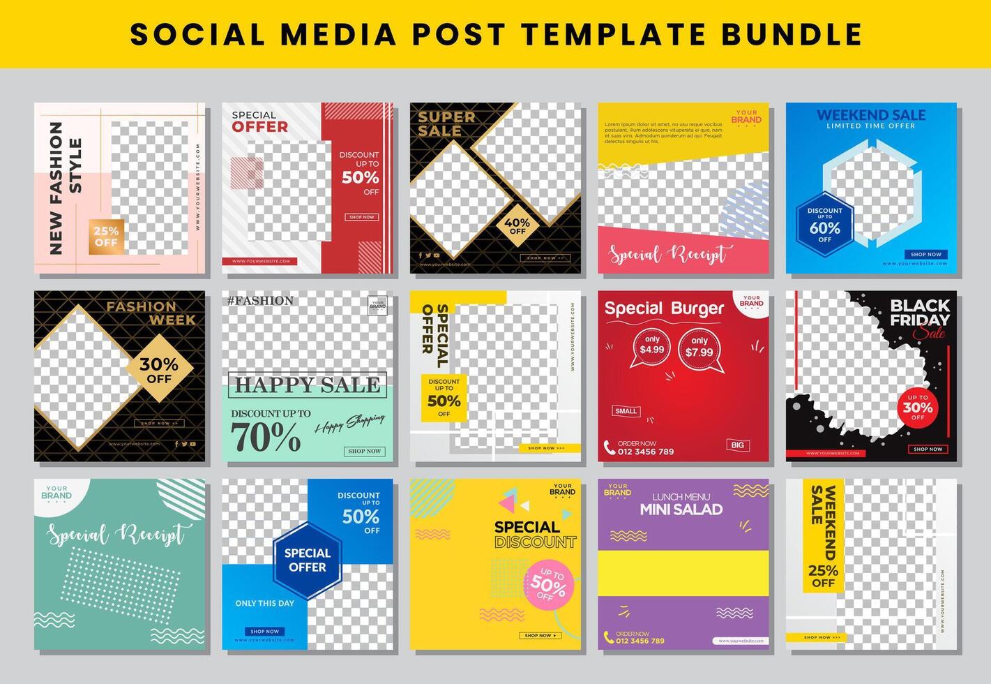 social media post design template Bundle set vector
