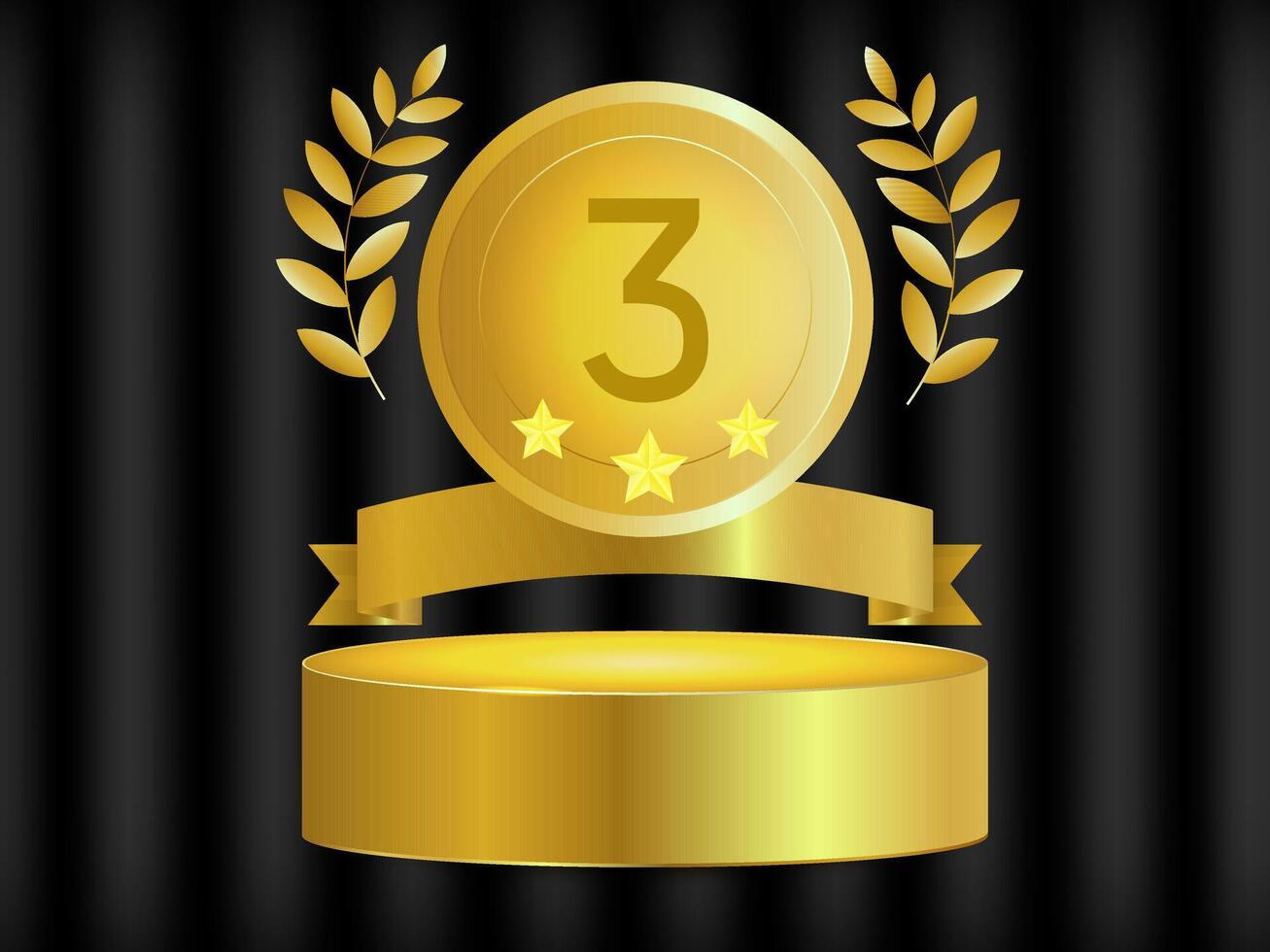 award bronze medal for 3rd place on the gold pedestal vector