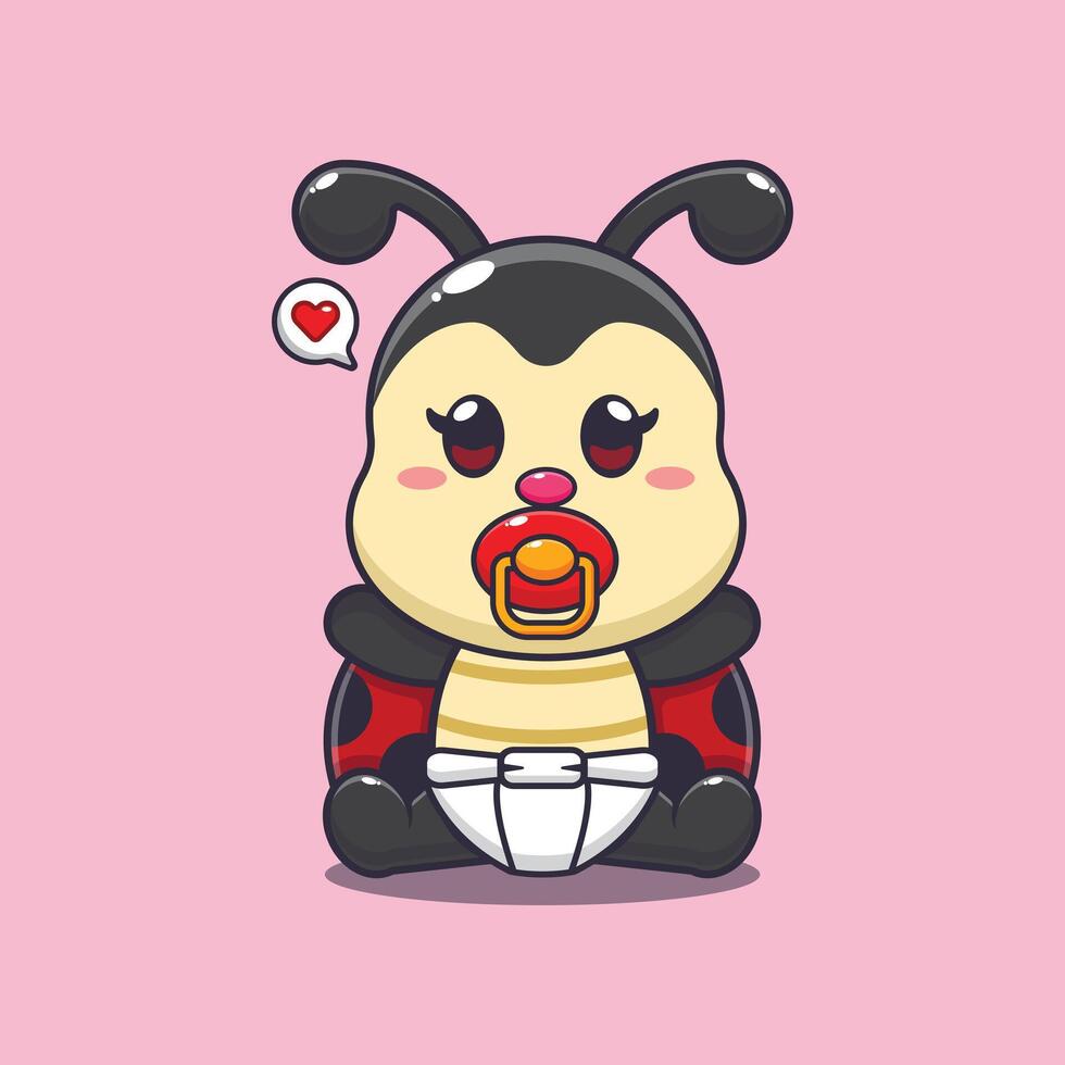Cute baby ladybug cartoon illustration vector