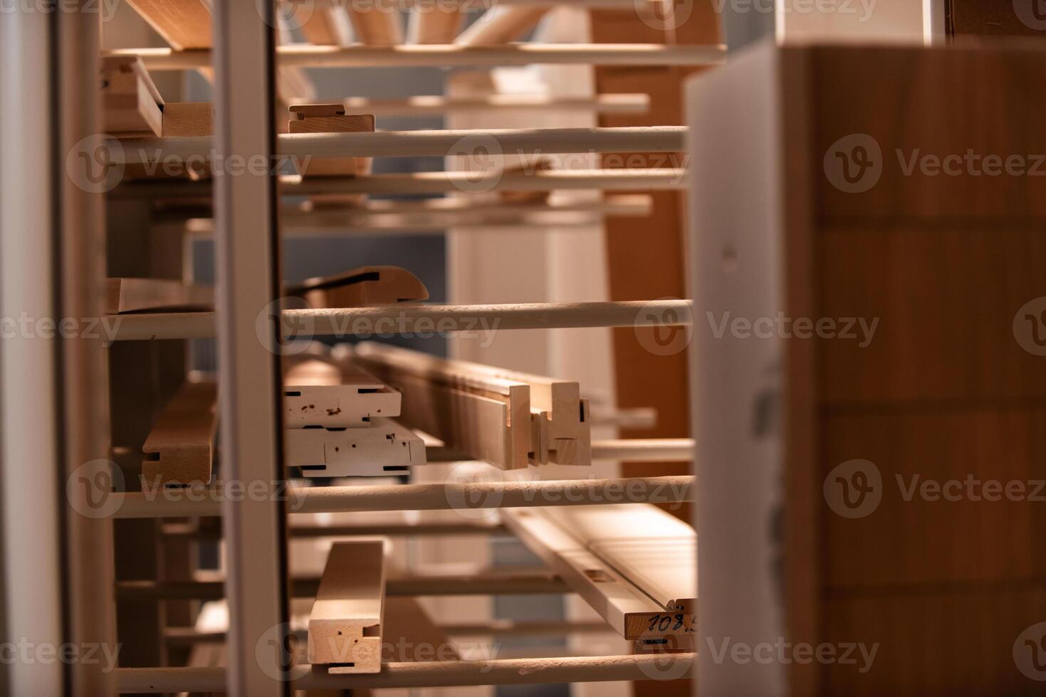 A vast warehouse in the forestry industry, showcasing a plethora of wooden products, including boards and various timber items neatly organized in storage photo