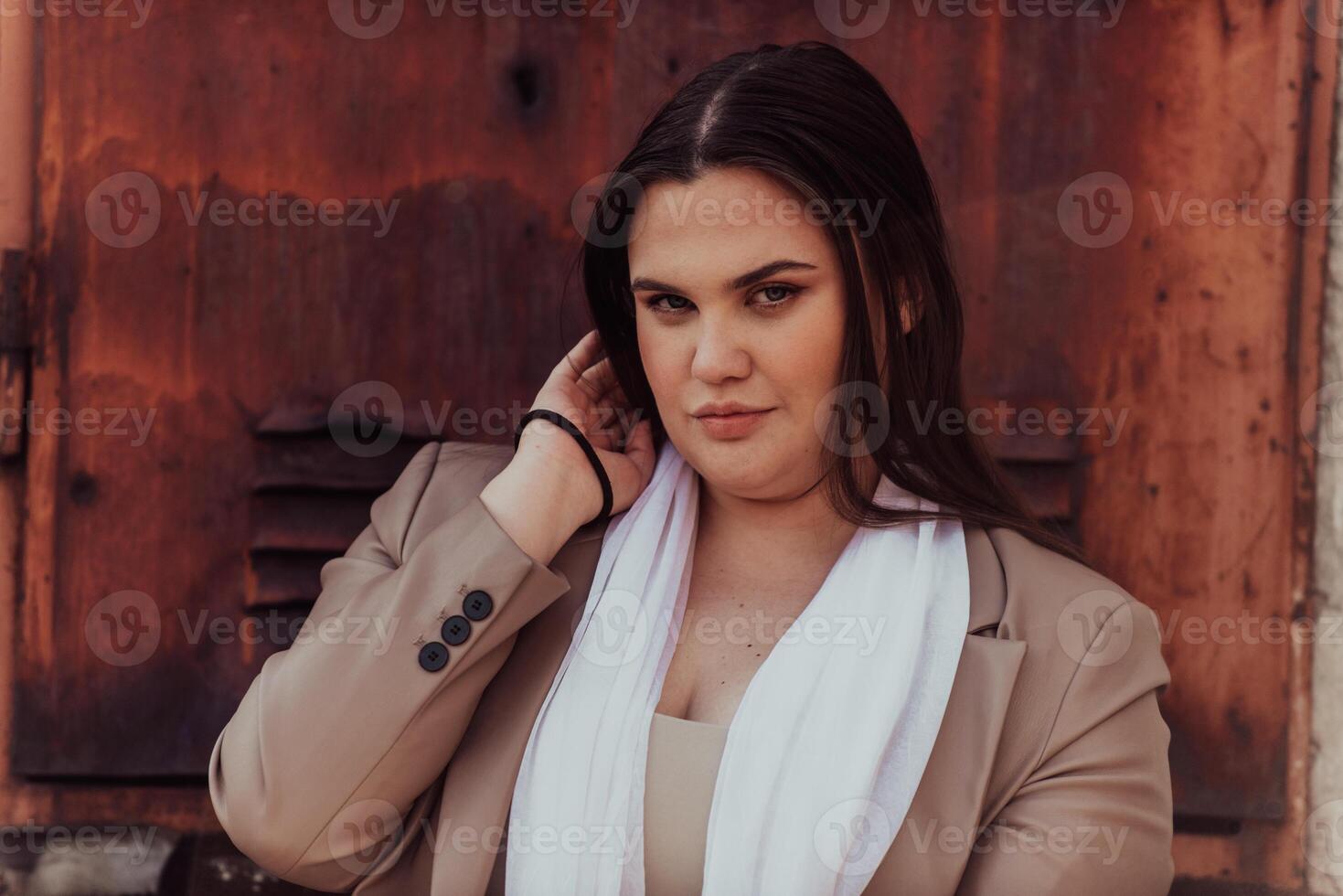 A close-up, unretouched portrait of a naturally beautiful young woman showcasing her authentic and unaltered facial features, capturing the essence of real beauty without any digital enhancements. photo