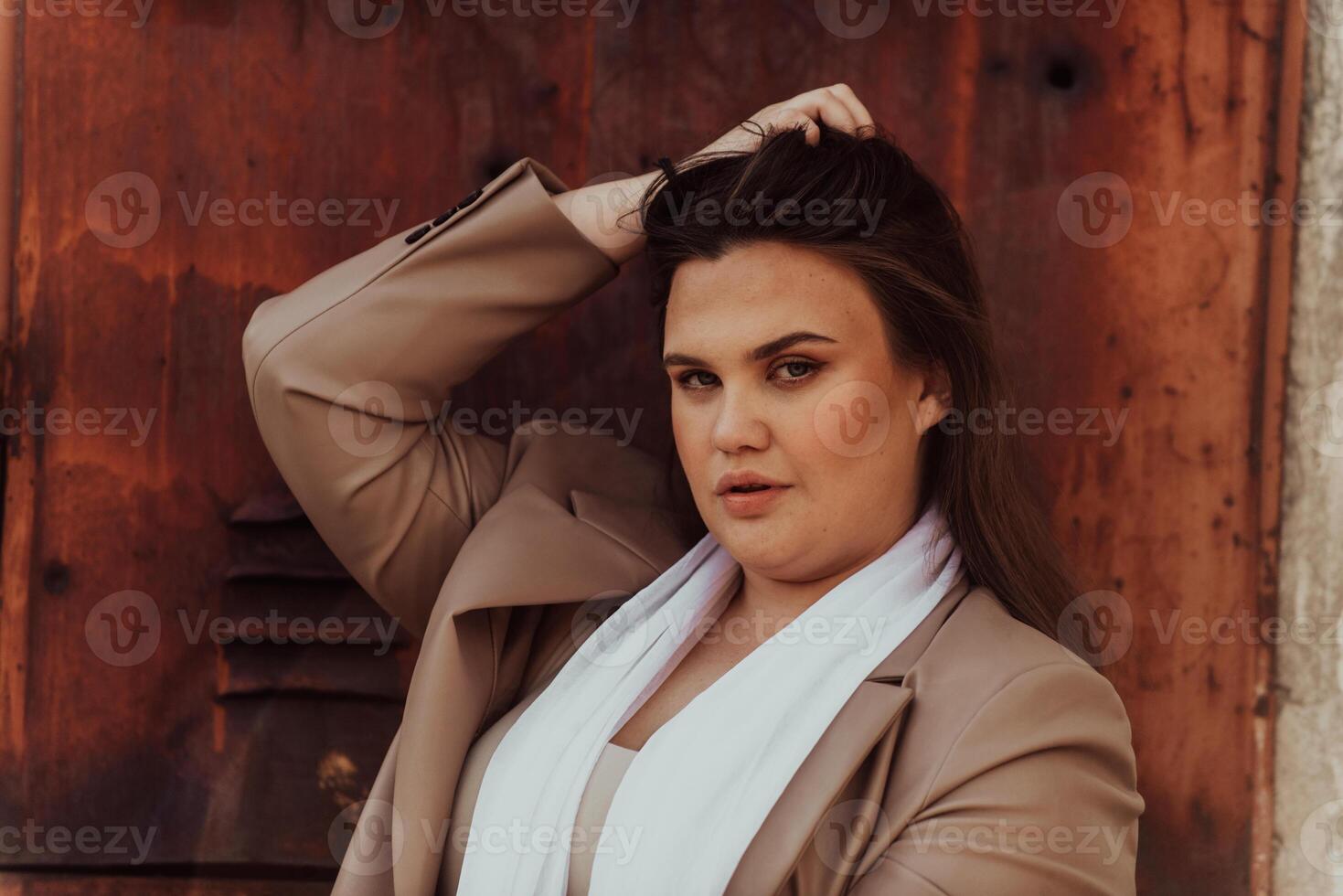 A close-up, unretouched portrait of a naturally beautiful young woman showcasing her authentic and unaltered facial features, capturing the essence of real beauty without any digital enhancements. photo
