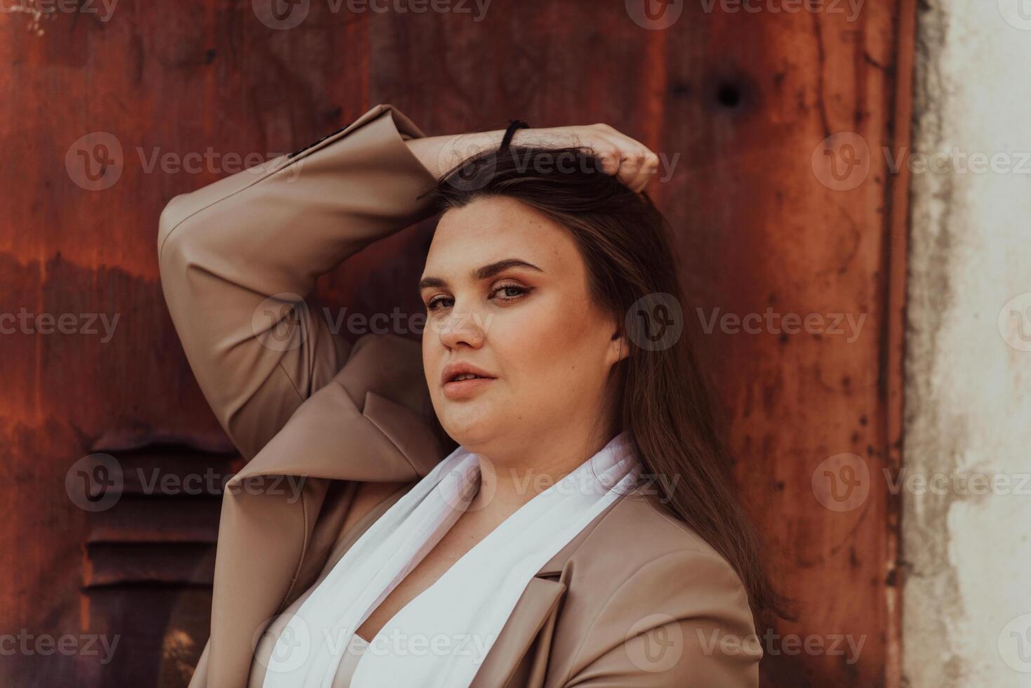A close-up, unretouched portrait of a naturally beautiful young woman showcasing her authentic and unaltered facial features, capturing the essence of real beauty without any digital enhancements. photo