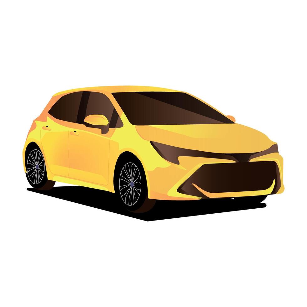 Yellow sedan car on white background. business sedan isolated vector