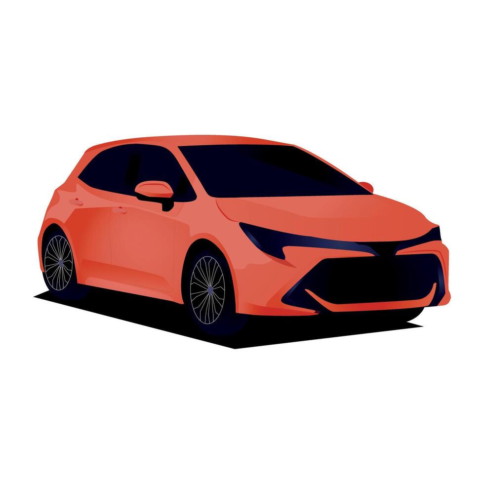 Red sedan car on white background. business sedan isolated vector