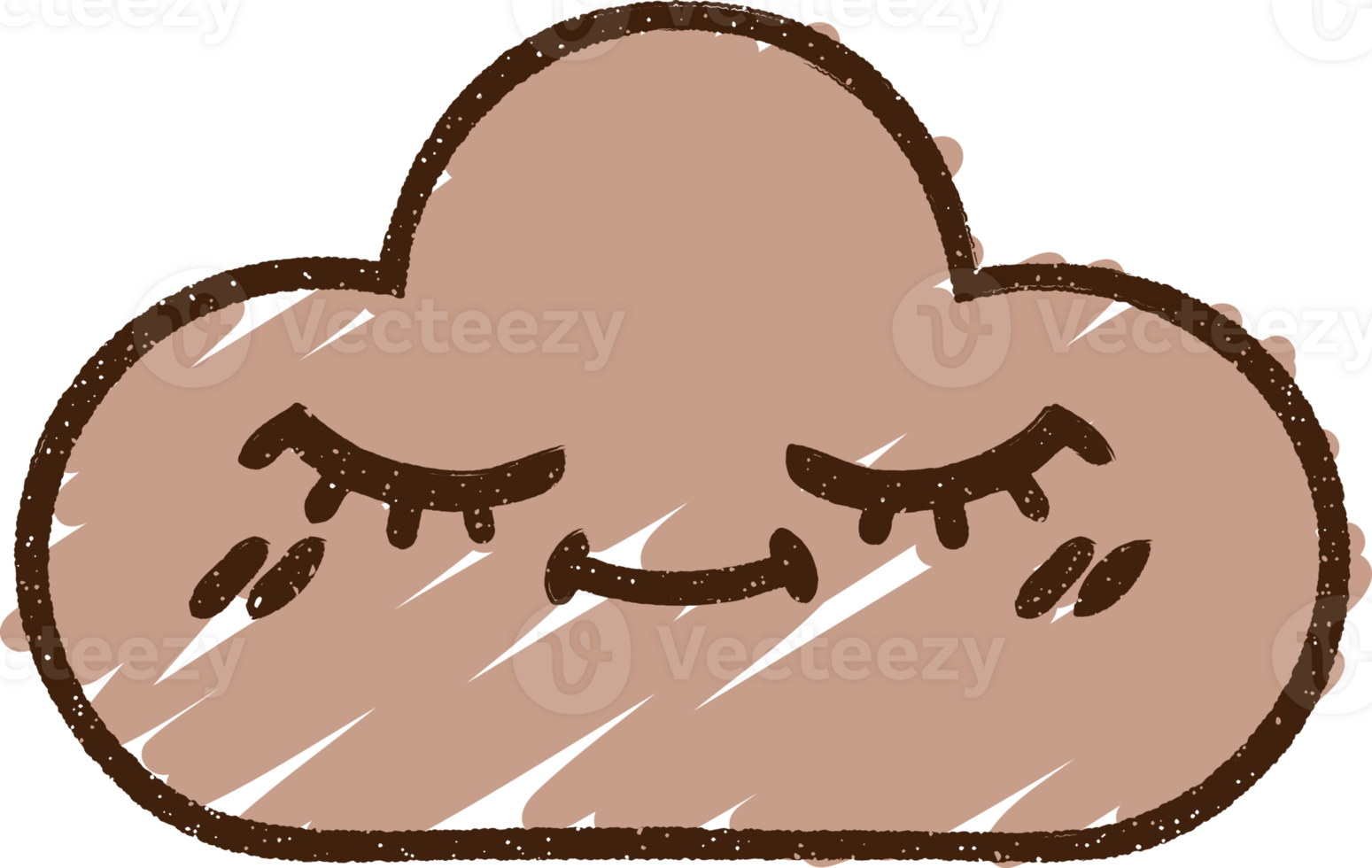 a cartoon cloud with eyes closed png