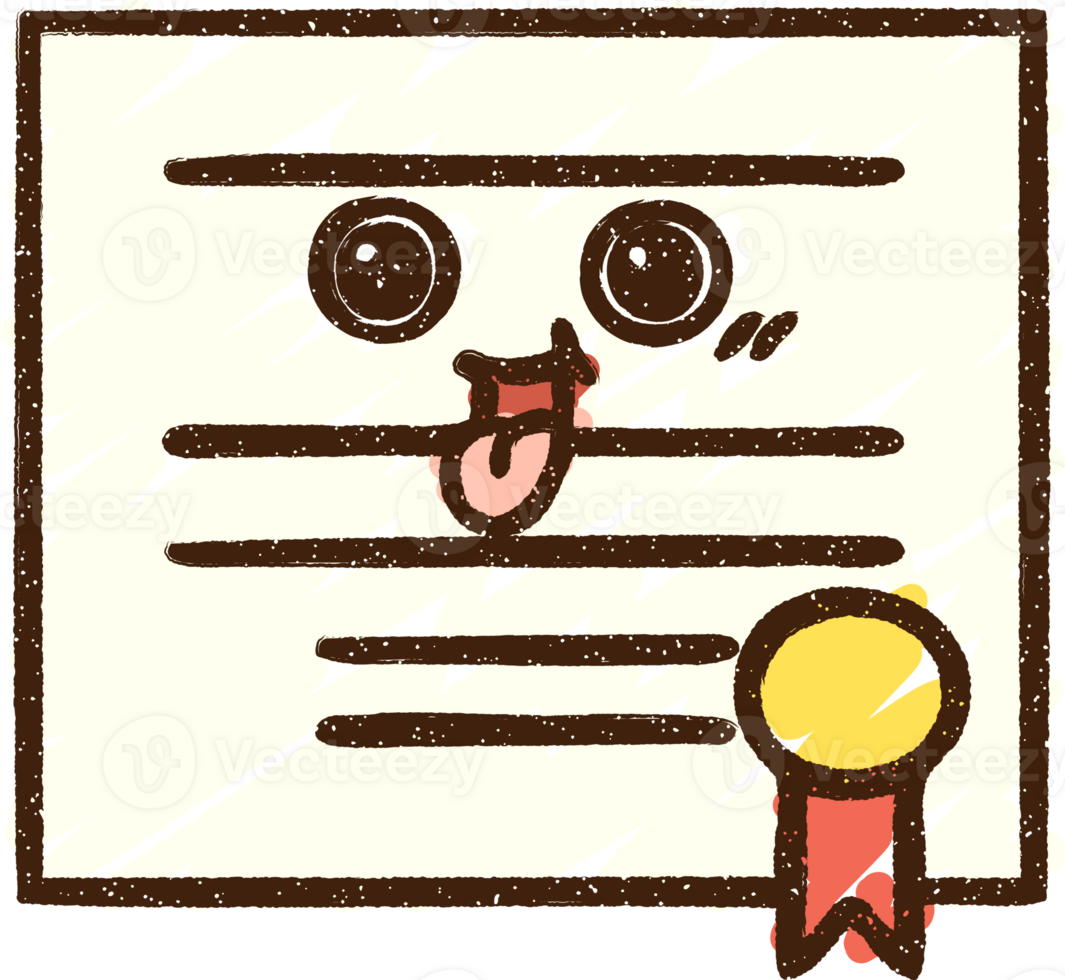 a cute cartoon certificate with a ribbon and a face png