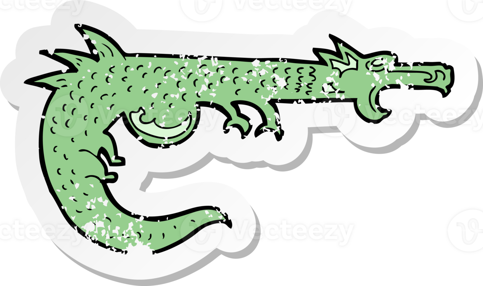 retro distressed sticker of a cartoon medieval dragon drawing png