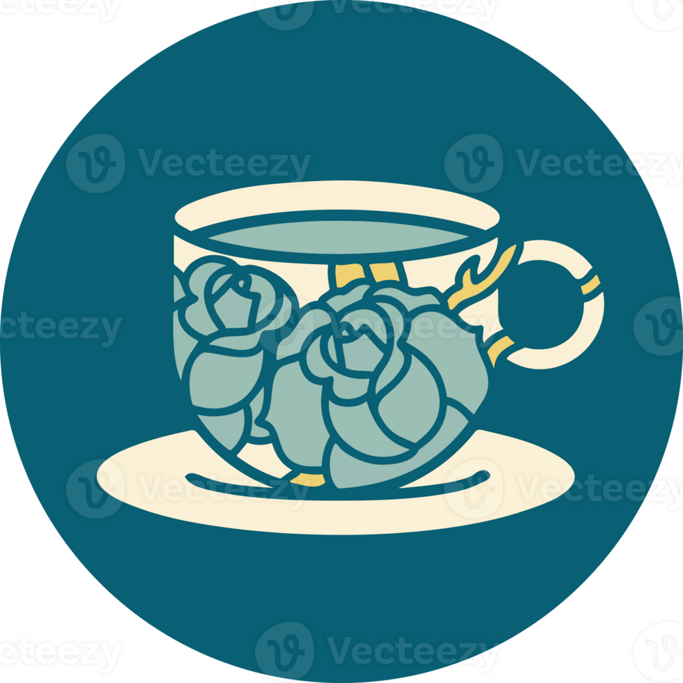 a cup of tea with flowers on it png