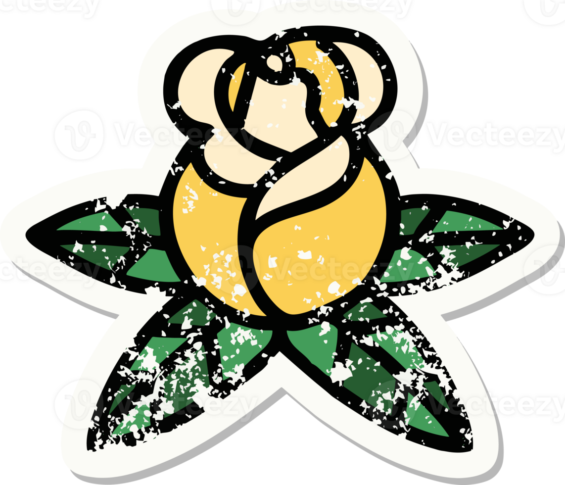 a yellow rose sticker with green leaves png