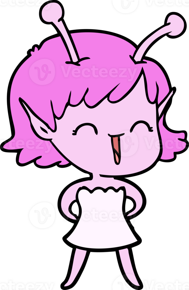 cartoon alien girl laughing drawing png
