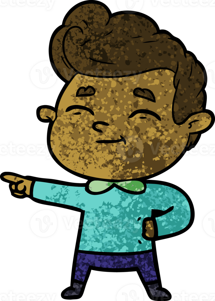 happy cartoon man pointing drawing png