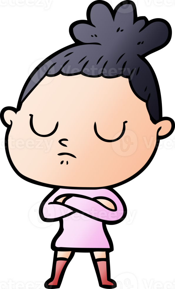 cartoon calm woman drawing png