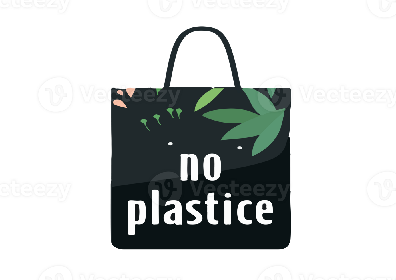 Bag with the message No Plastic written on them, transparent background png