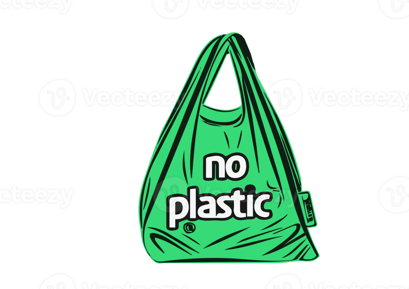 Bag with the message No Plastic written on them, transparent background png