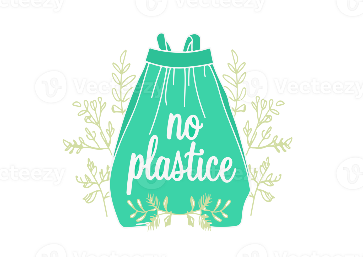 Bag with the message No Plastic written on them, transparent background png