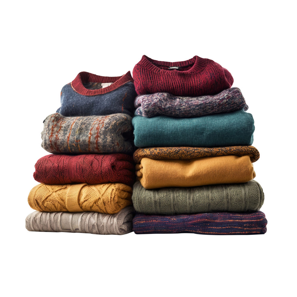 Stack of colorful clothes on transparent background png