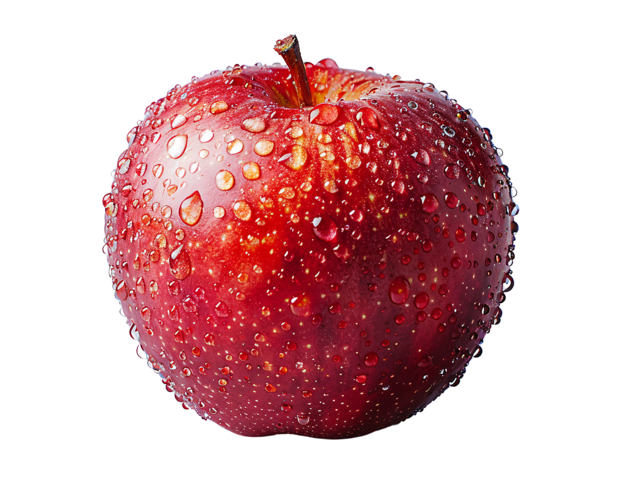 Glossy Red Apple with Water Droplets png