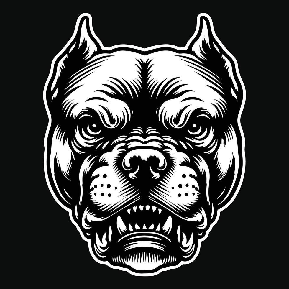 Dark Art Dog Head Black and White Illustration vector