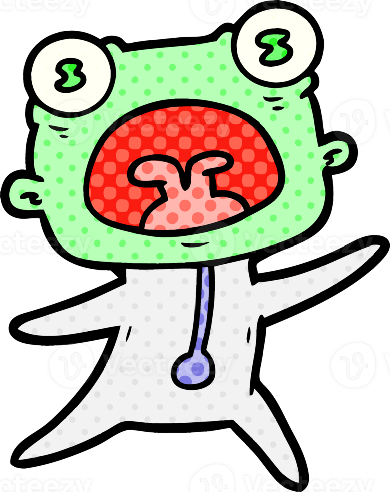 cartoon weird alien running away drawing png