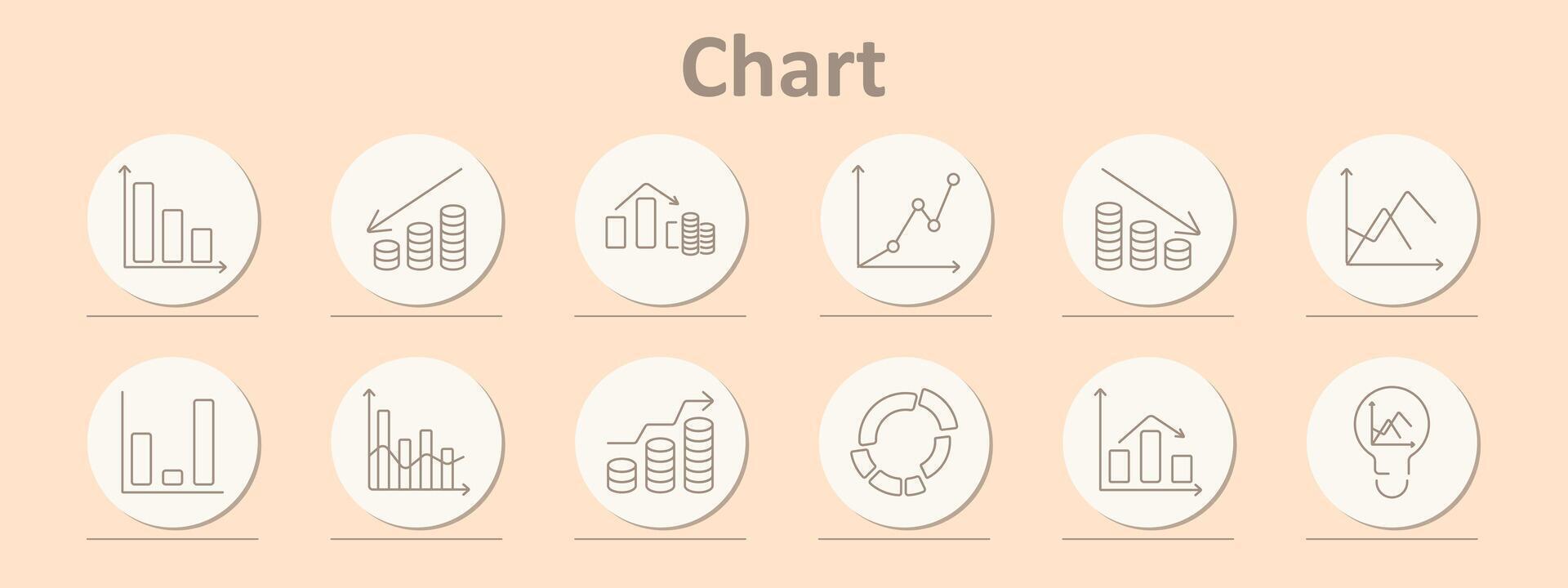 Chart set icon. Bar graph, coins, growth, declining graph, line, donut chart, pie chart, bar, analytics, data, idea. vector