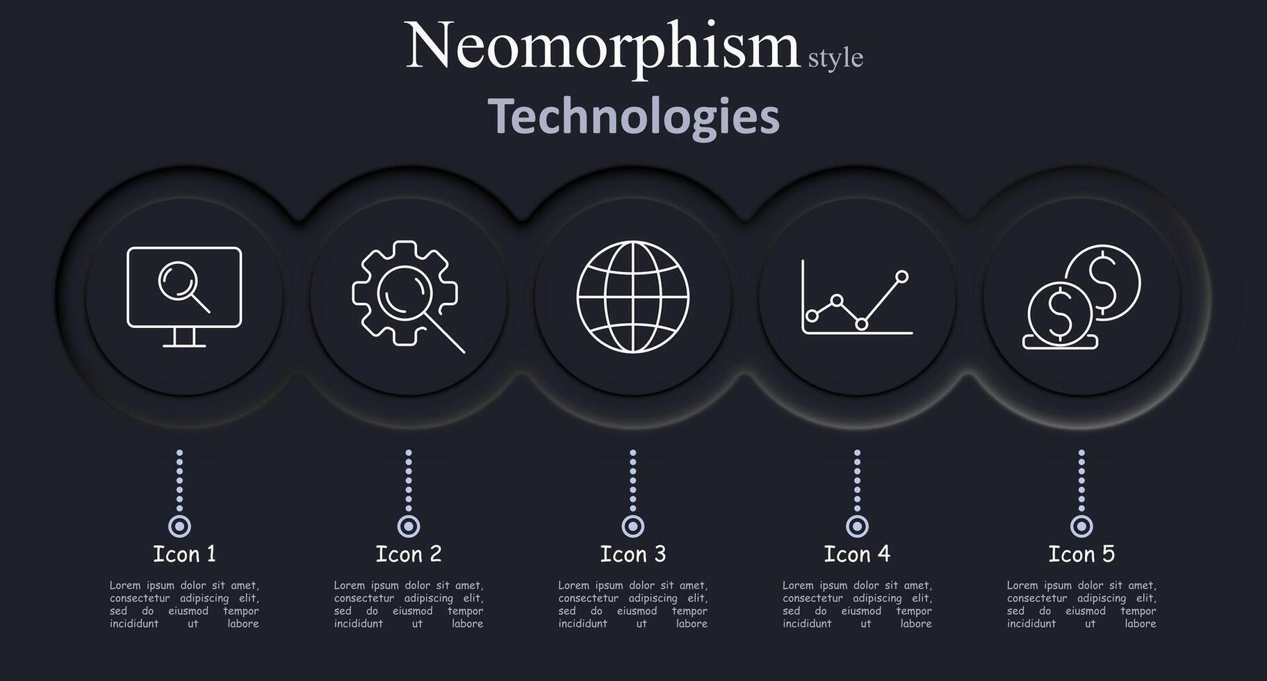 Technologies set icon. Search, settings, global, graph, finance, internet, digital, data, network, web, business, analysis, money, gear, screen, statistics, , illustration, tech, modern. vector