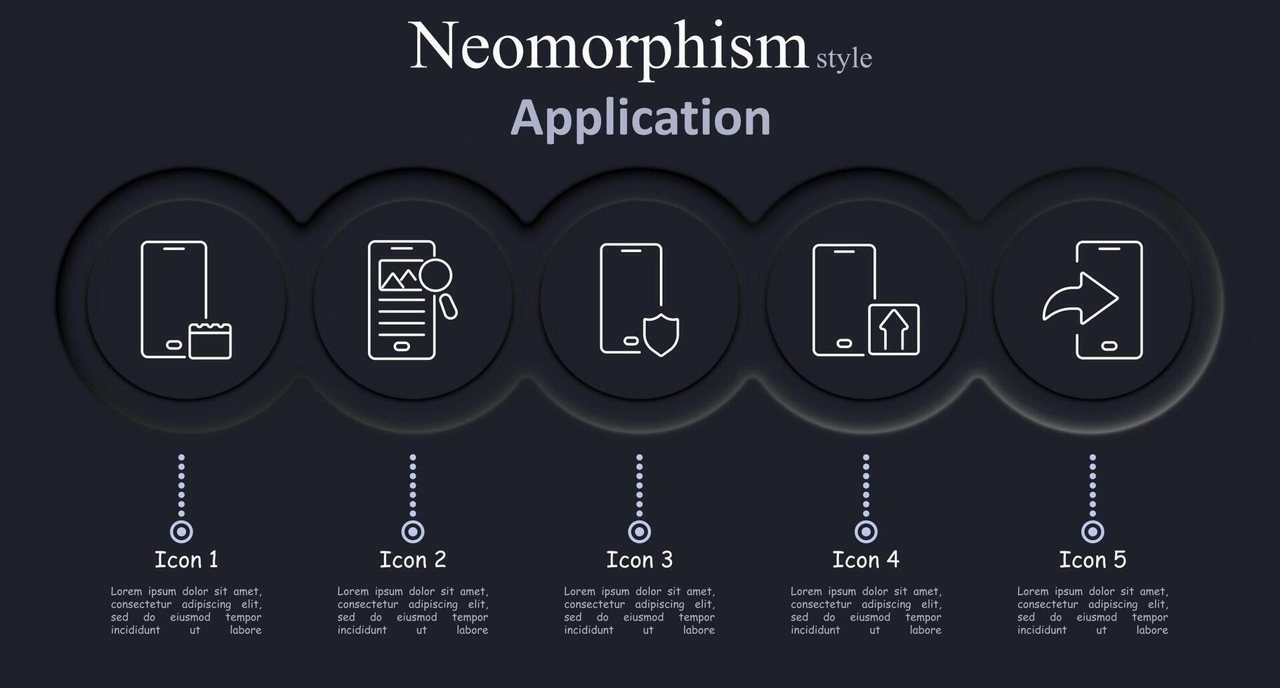 Application set icon. Mobile, calendar, search, shield, upload, send, technology, smartphone, security, data, , illustration, neomorphism, icons. vector