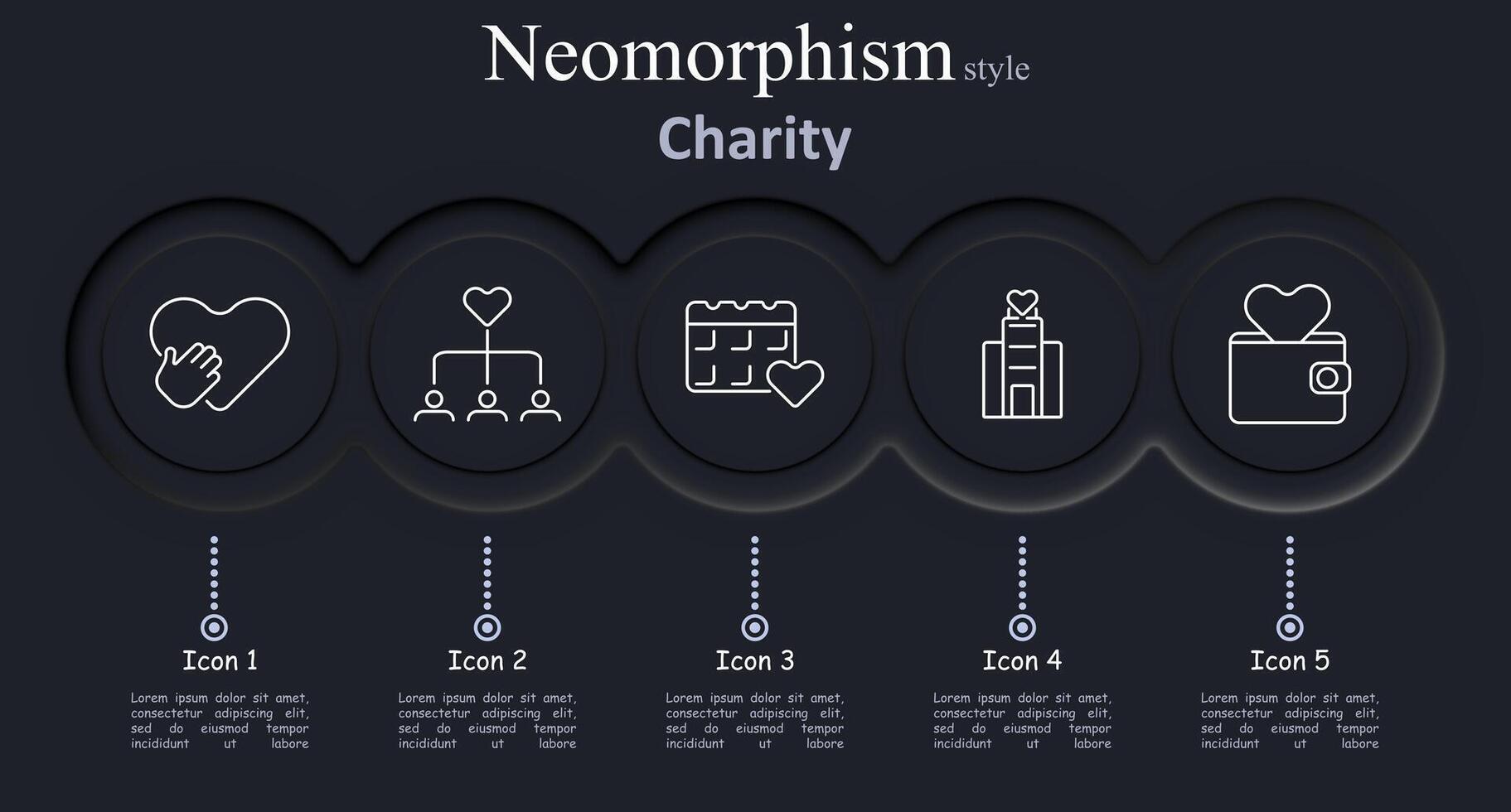 Charity set icon. Hand on heart, organizational chart, calendar, building, wallet, donation, support, event, structure, schedule, institution, finance. vector