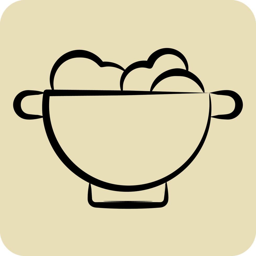 Icon Colander. related to Kitchen Tool symbol. hand drawn style. simple design illustration vector