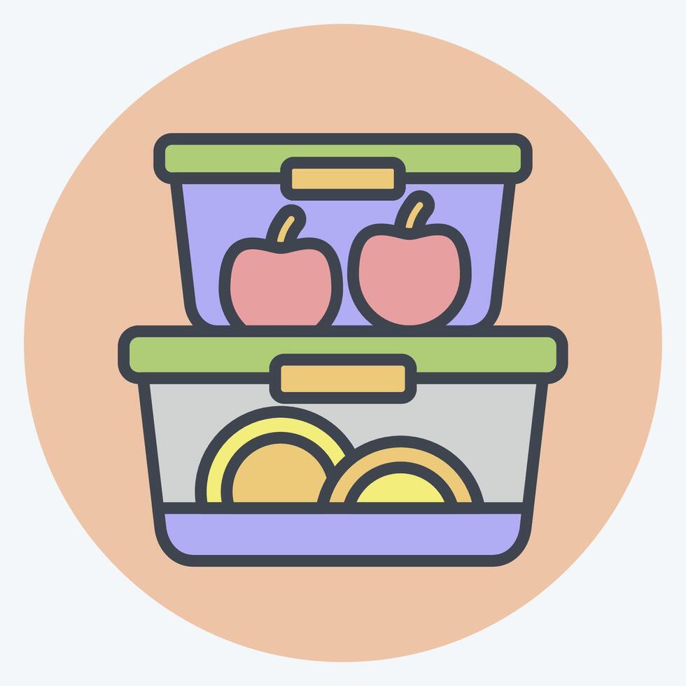 Icon Food Container. related to Kitchen Tool symbol. color mate style. simple design illustration vector