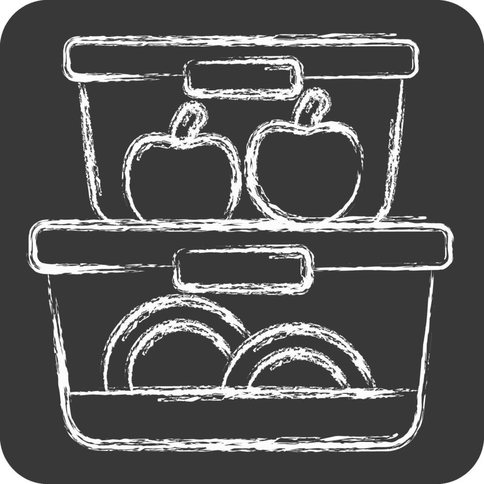 Icon Food Container. related to Kitchen Tool symbol. chalk Style. simple design illustration vector
