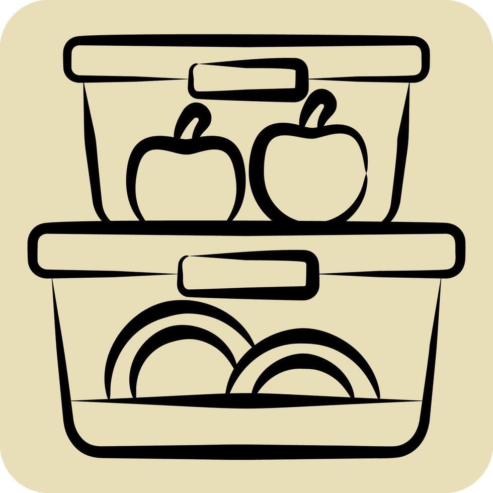 Icon Food Container. related to Kitchen Tool symbol. hand drawn style. simple design illustration vector