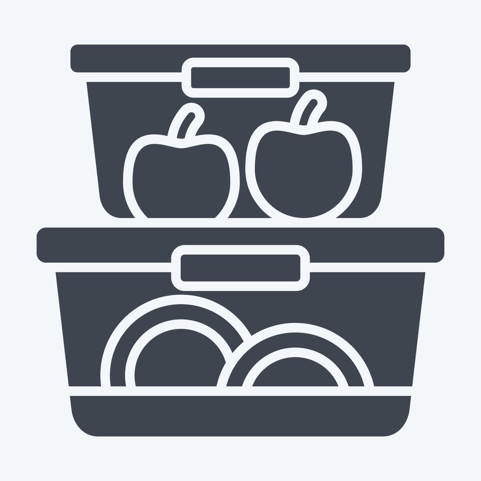 Icon Food Container. related to Kitchen Tool symbol. glyph style. simple design illustration vector