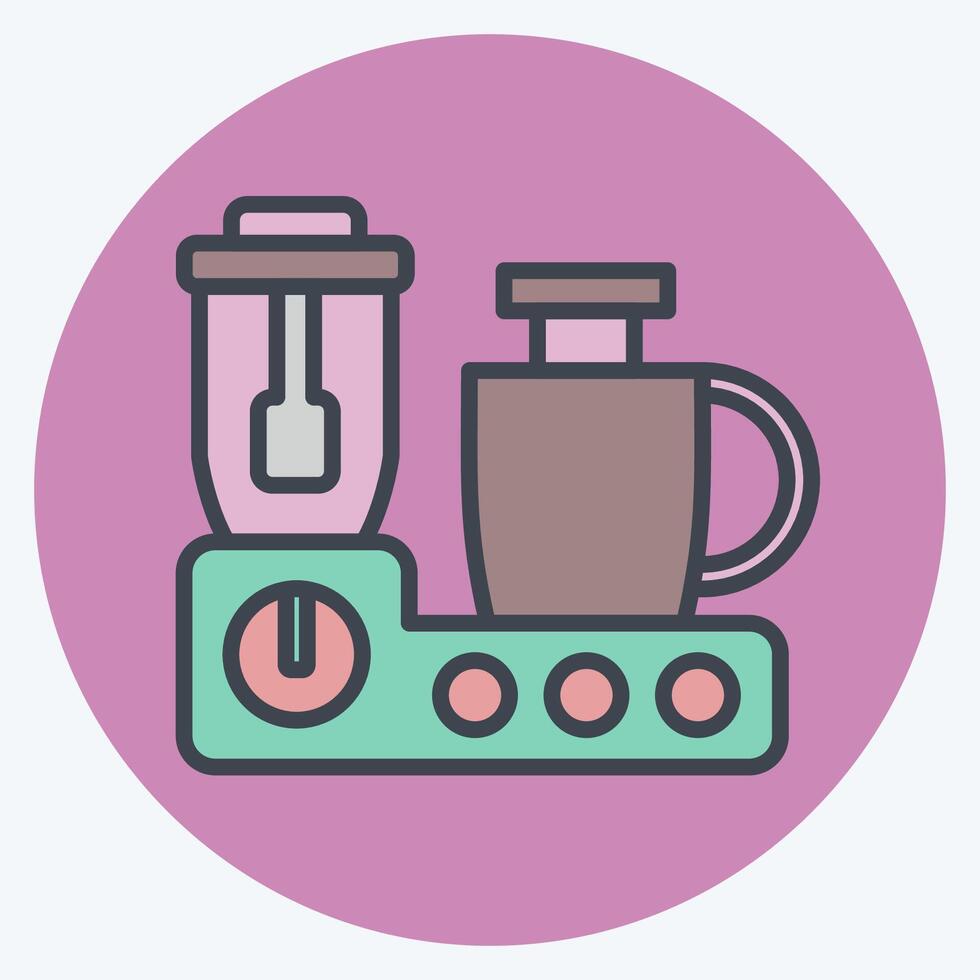 Icon Food Processor. related to Kitchen Tool symbol. color mate style. simple design illustration vector