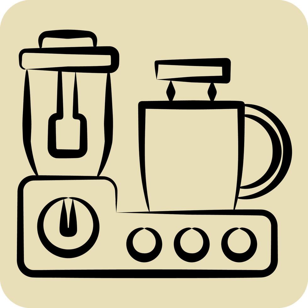 Icon Food Processor. related to Kitchen Tool symbol. hand drawn style. simple design illustration vector