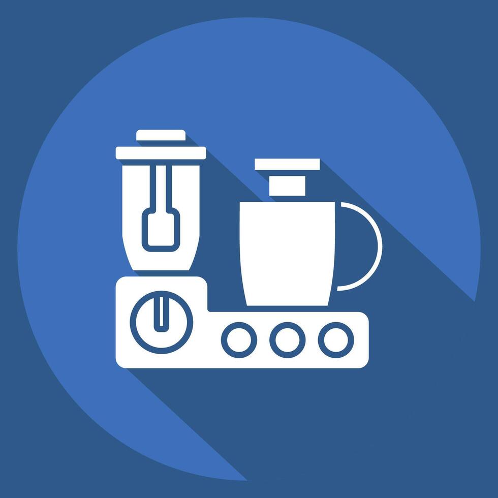 Icon Food Processor. related to Kitchen Tool symbol. long shadow style. simple design illustration vector